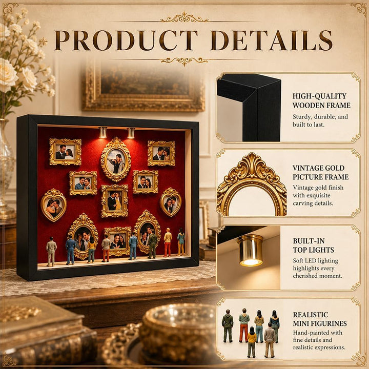 DIY Mini Museum Silhouette Box, Mini Bilderrahmen Vintage mit LED Licht, Museum of us Set mit 11 Min