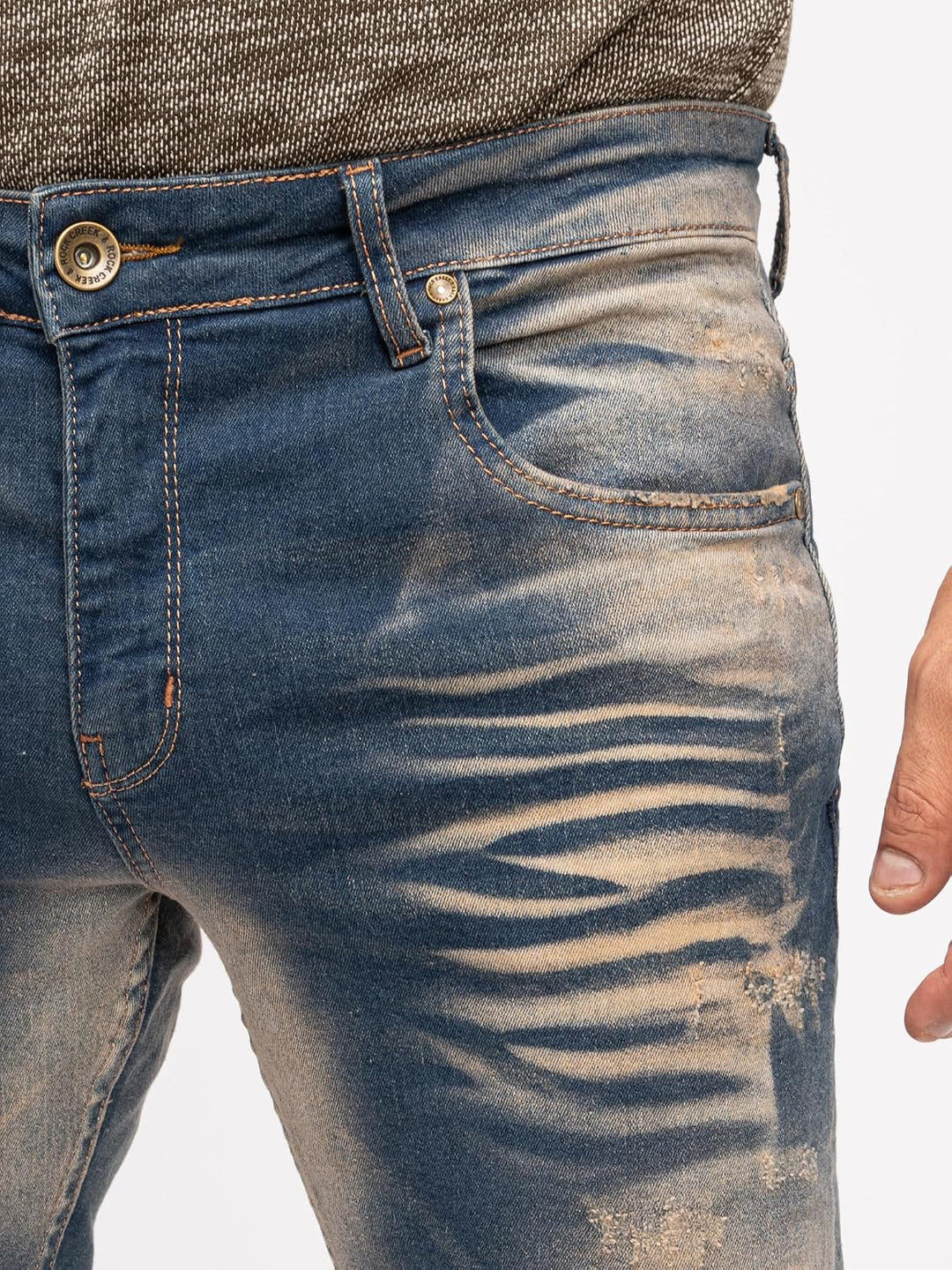 Rock Creek Herren Jeans Hose Denim Stretch Regular Fit Jeanshose Stonewashed W29-W44 29W / 30L Rc-31