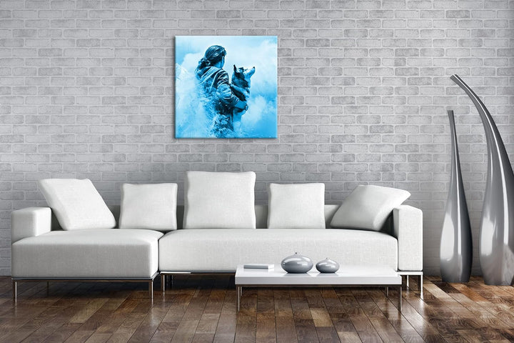 deyoli edler Husky Format: 70x70 Effekt: Monocrome Blau als Leinwand, Motiv fertig gerahmt auf Echth