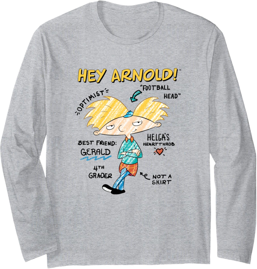 Hey Arnold! Facts Diagram Sketch Portrait Langarmshirt