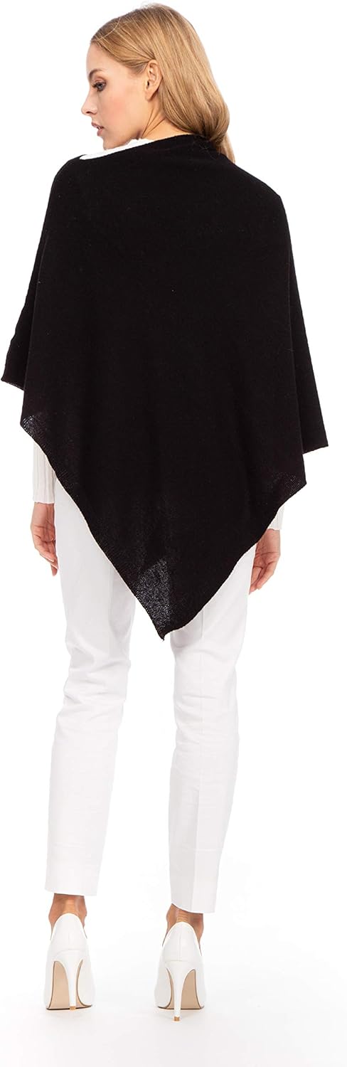 Marine Cashmere - Poncho aus Kaschmir-Mischgewebe für Damen, zart und weich, aus Kaschmir Schwarz, S