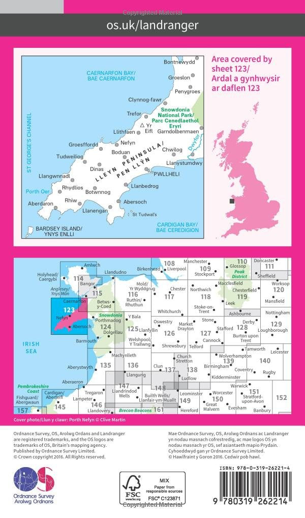 Lleyn Peninsula (OS Landranger Map, Band 123), Karte