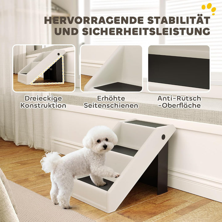 PawHut Hundetreppe 3 Stufen 36,5 cm Hoch Haustiertreppe für Kleine Hunde klappbar Katzentreppe Hunde