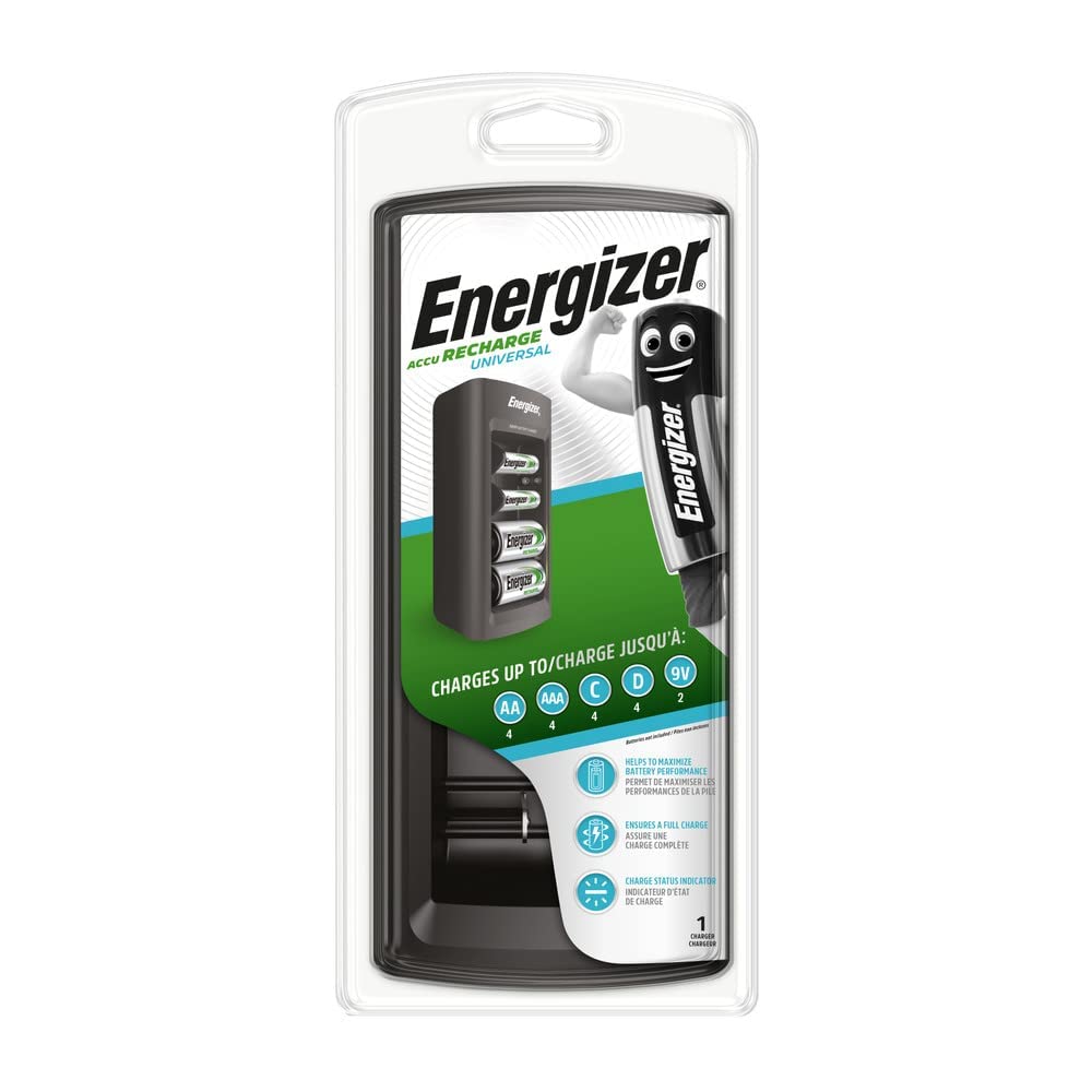 Energizer Original-Universalladegerät für AA/Micro/E-Block (9 V) Baby- und Monoakkus, Verpackung kan
