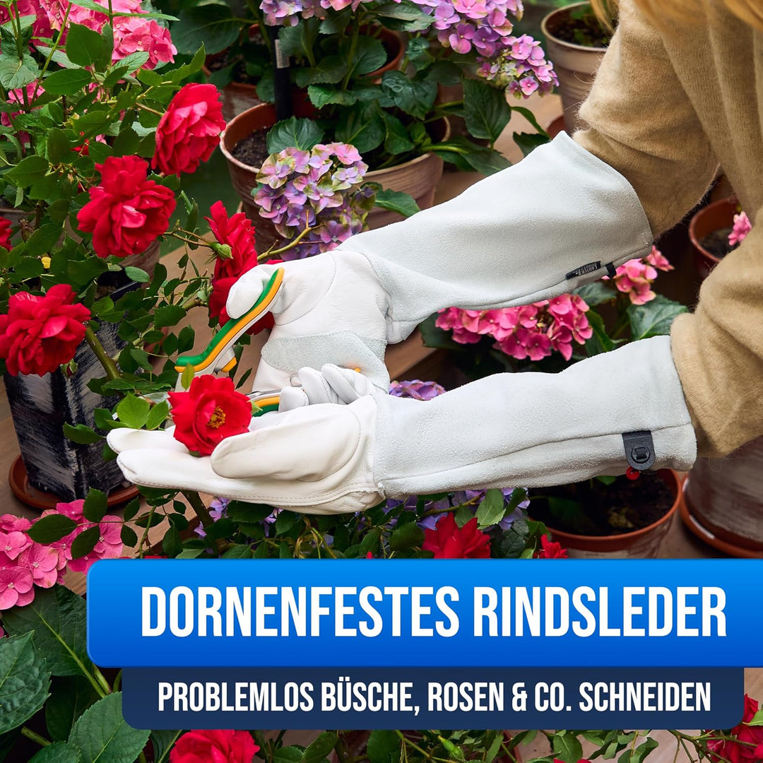 DORNENSICHERE Rindsleder Handschuhe -Mit Rückennaht für Bewegungsfreiheit und Komfort (S, Gelb) S Ge