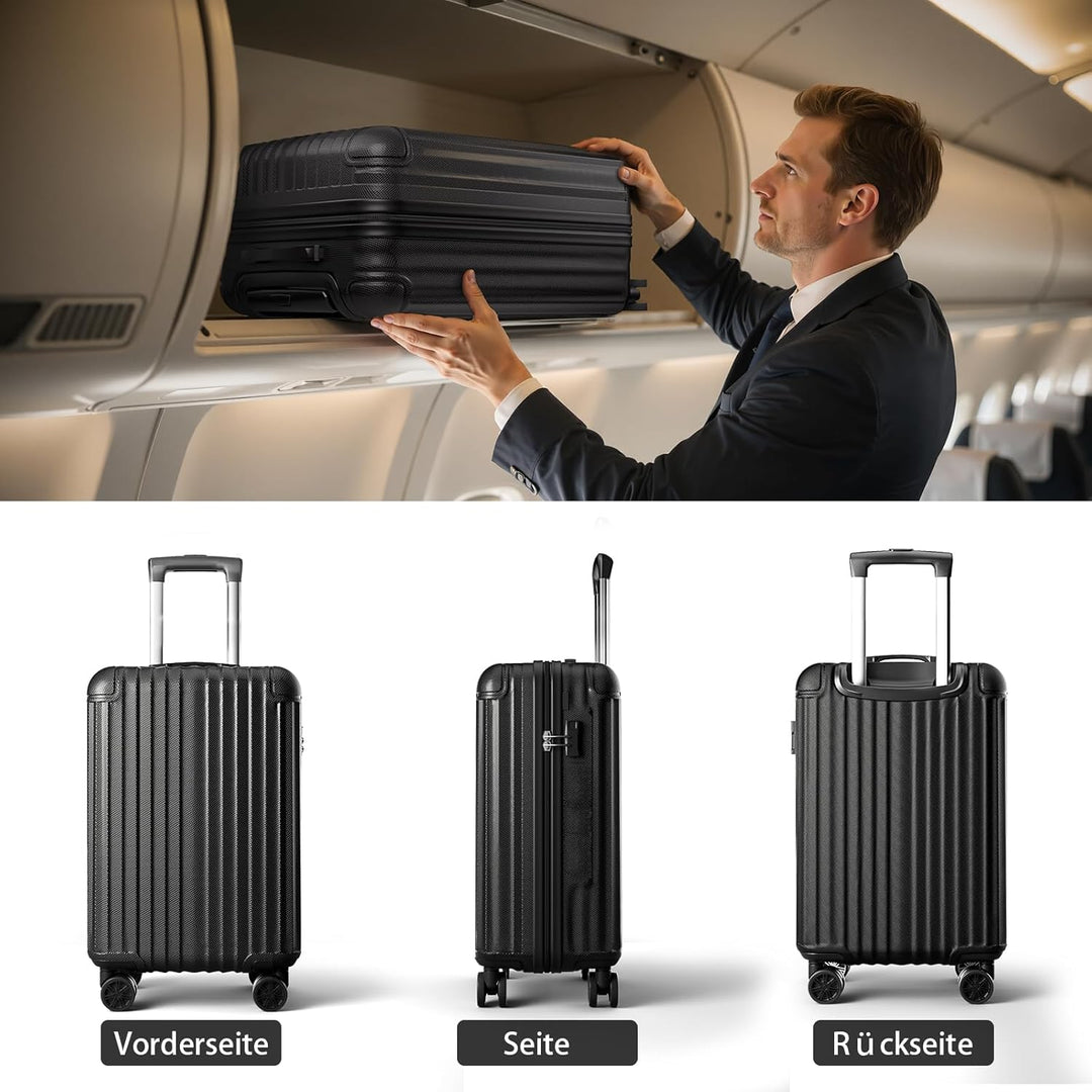 Voyager Kofferset 2-teilig S+L, Hartschalenkoffer mit 4 Rollen, Handgepäck & grosser Reisekoffer, Tr