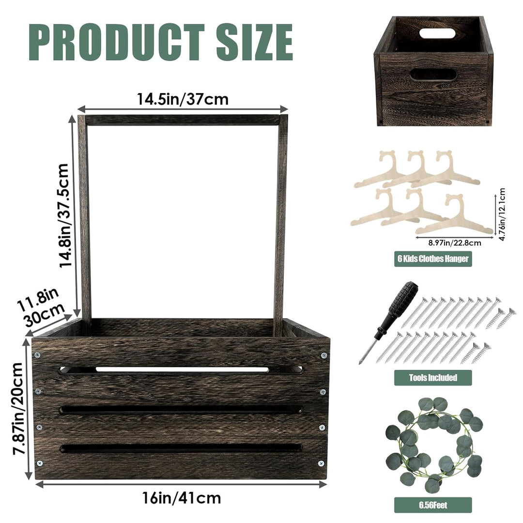 Holz Baby Geschenk Korb mit Griff, Kinder Kleiderbügel und Girlande, Baby Aufbewahrungskorb, Baby Du
