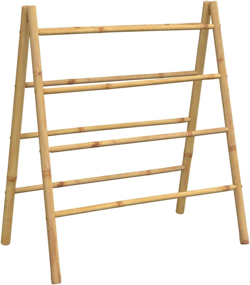 INLIFE Doppel-Handtuchleiter mit 4 Sprossen 90x50x100 cm Bambus,Heim &amp; Garten,Badzubehör,Handtuchhal