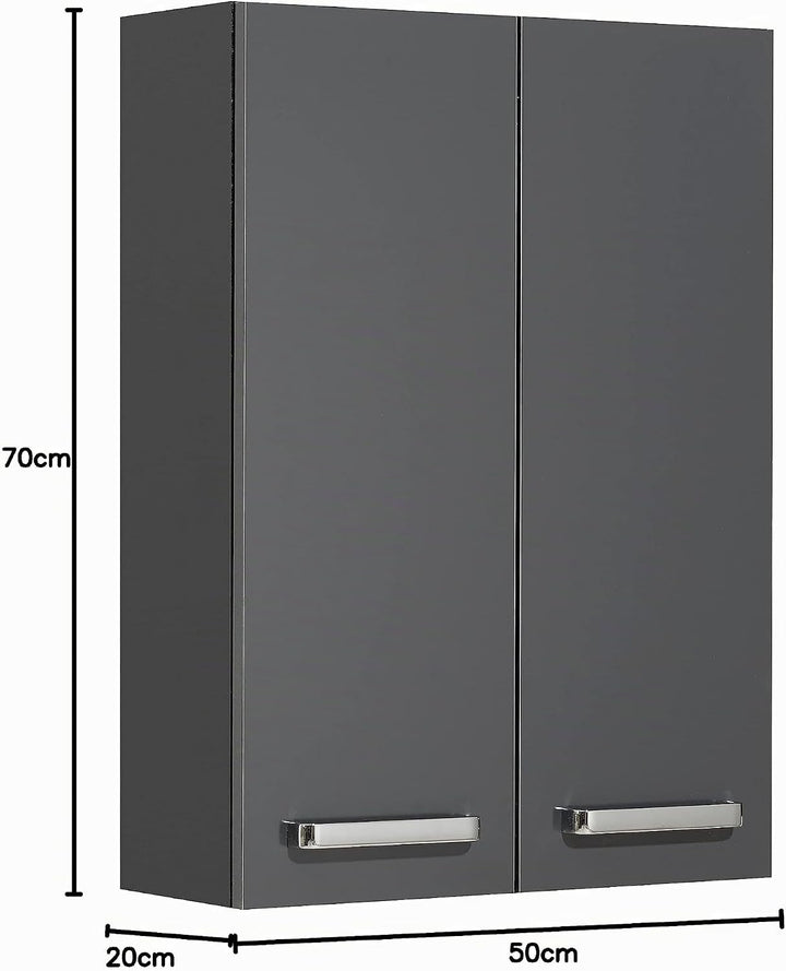 Pelipal Badezimmer Hängeschrank Quickset 311 in Anthrazit Glanz, 60 cm breit | Bad Wandschrank mit 2