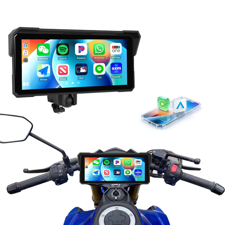 SIXTOP Motorrad-Carplay-Bildschirm, Kabelloses CarPlay und Android Auto für Moto, 8.1-Zoll-wasserdic