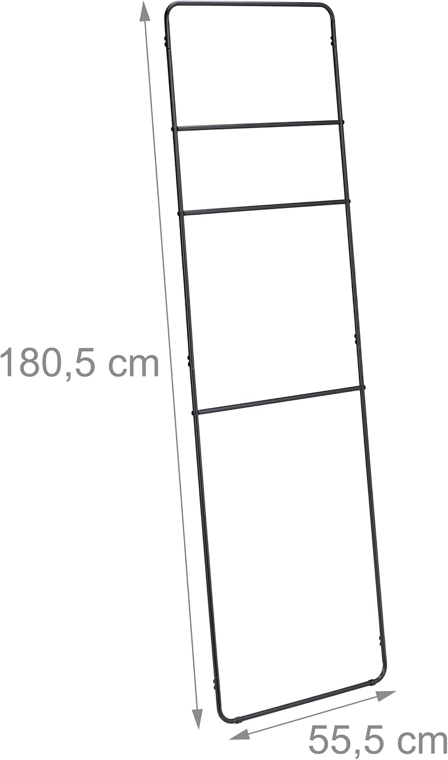 Relaxdays Handtuchleiter Metall, 3 Sprossen, Wäscheleiter Handtücher, Kleidung, HB: 180,5 x 55,5 cm,