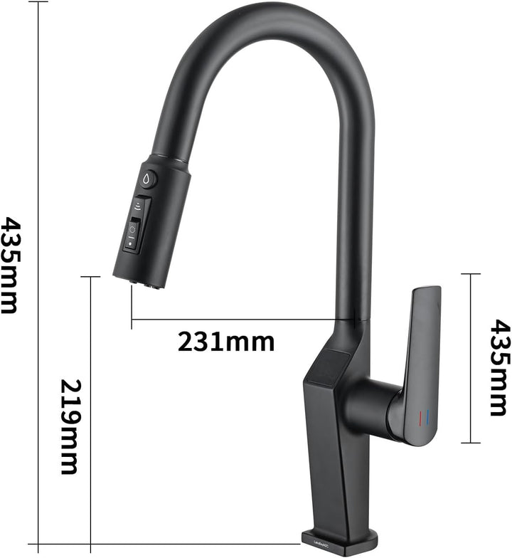 3 Wege Wasserhahn Küche Mit Ausziehbar,Mit LED-Temperaturanzeige,3 in 1 Mischbatterie für Wasserfilt