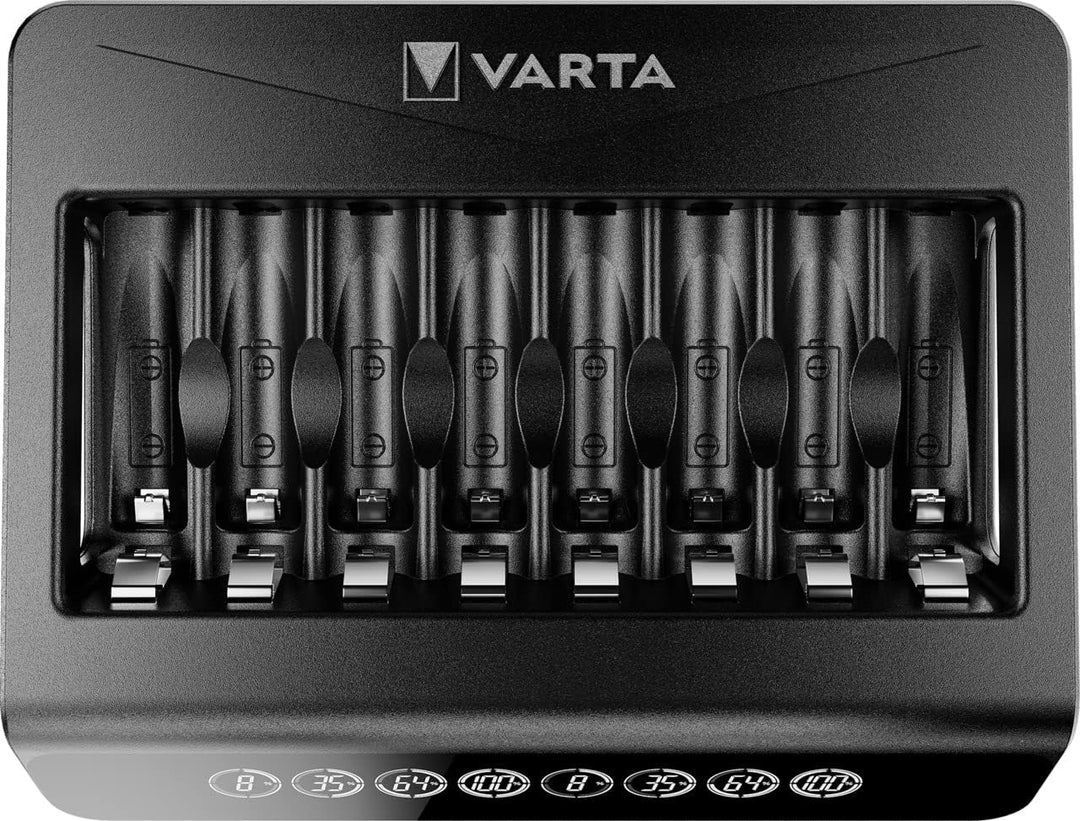 VARTA Akku Ladegerät, Batterieladegerät für wiederaufladbare AA/AAA, bis zu 8 Akku, LCD Multi Charge