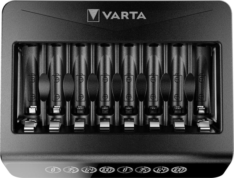 VARTA Akku Ladegerät, Batterieladegerät für wiederaufladbare AA/AAA, bis zu 8 Akku, LCD Multi Charge