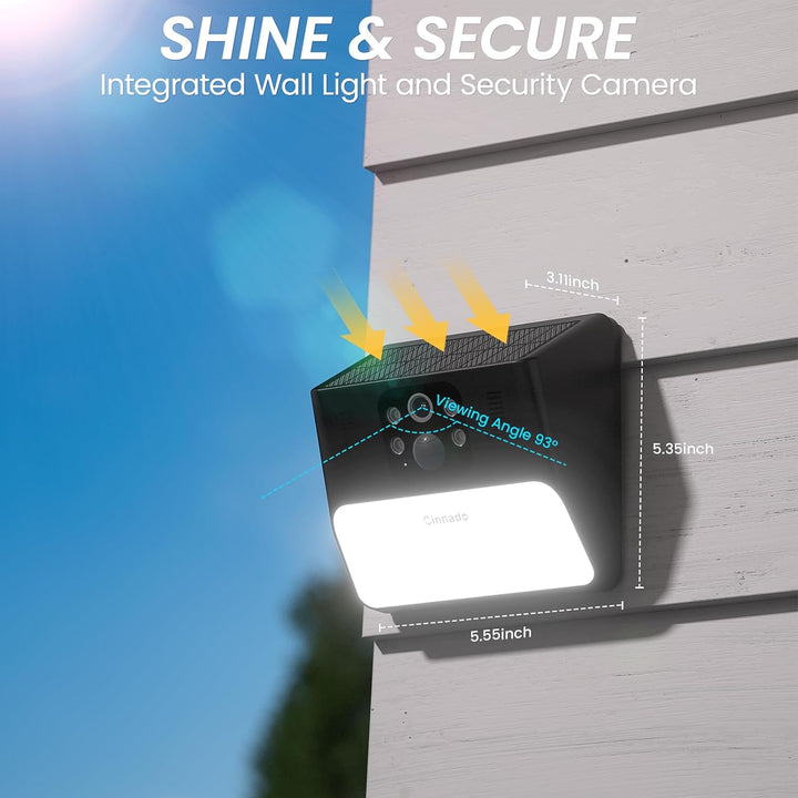 Cinnado Überwachungskamera Aussen Akku Solar - 2K Kabellose WLAN Kamera Überwachung Aussen, Outdoor