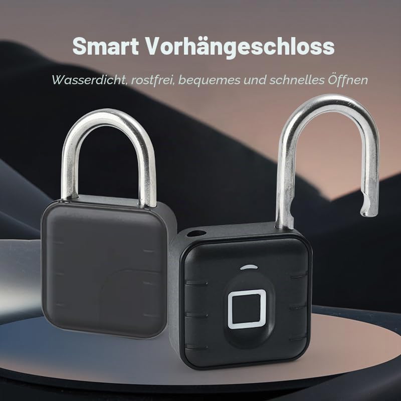 Schloss mit Fingerabdruck,Vorhängeschloss für Fitnessstudio,wetterfest,mehrbenutzer,schlüsselloses S