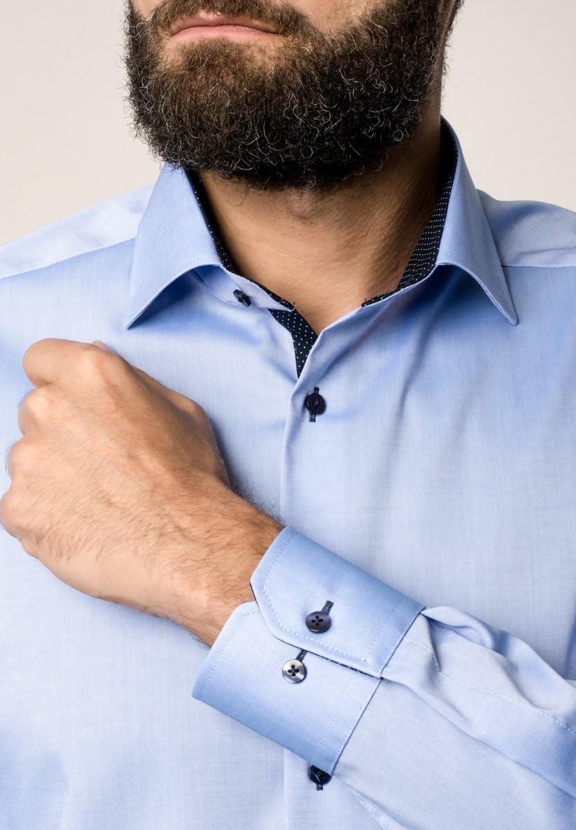 ETERNA Herren Pinpoint Oxford Hemd MODERN FIT 46 Kragen / 67 Ärmel Blau, 46 Kragen / 67 Ärmel Blau