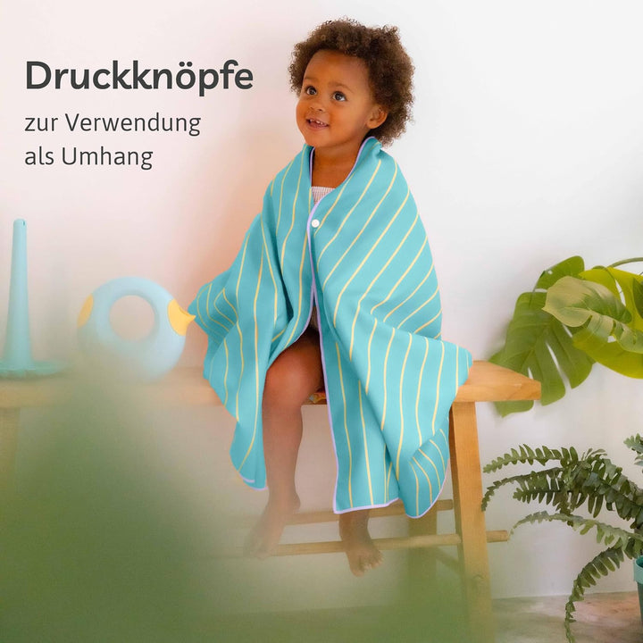 Quut – Strand-/Poolhandtuch für Kinder mit Spiel – Ultraschnell trocknende Mikrofaser, sandfrei – ko