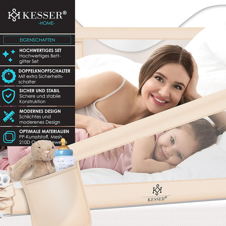KESSER® Bettgitter 150cm Bettschutzgitter Kinderbettgitter für Kinder Babybettgitter Klappbar, Kinde