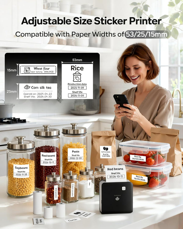 Phomemo Mini Drucker Aufkleber Drucker, M02 Pro Mini Thermodrucker, 300 DPI Fotodrucker für Smartpho
