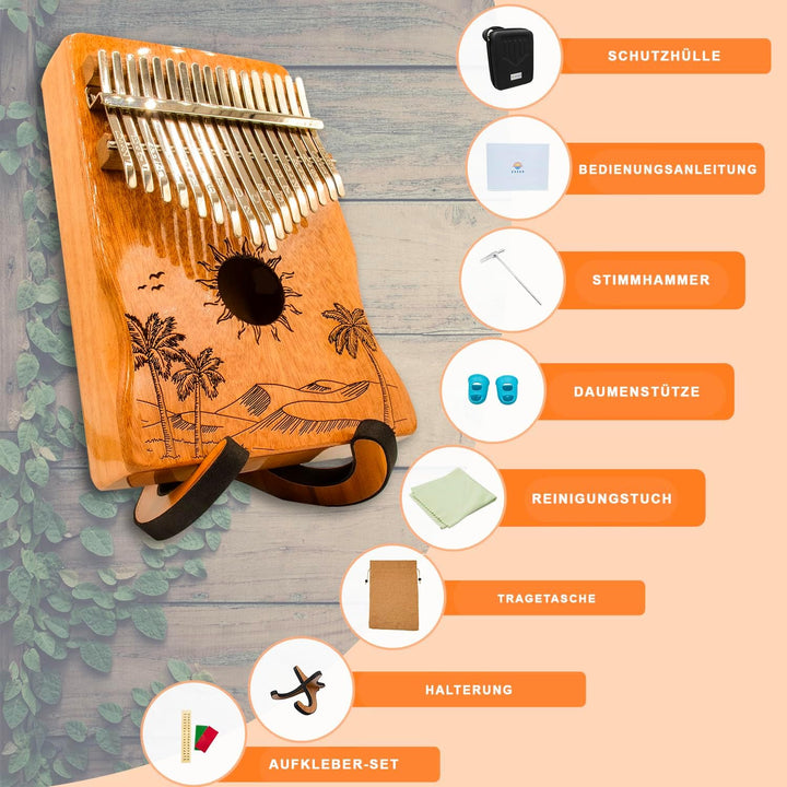 ORORA Kalimba Musikinstrument für Kinder und Erwachsene, 17 Schlüssel Daumenklavier aus lackiertem H