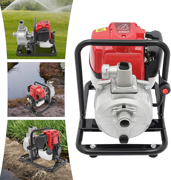 4-Takt-Benzinmotor-Wasserpumpe,Benzin-Wasserpumpe mit 1.2KW Motor,8100L/h Fördermenge,Recoil Pull St