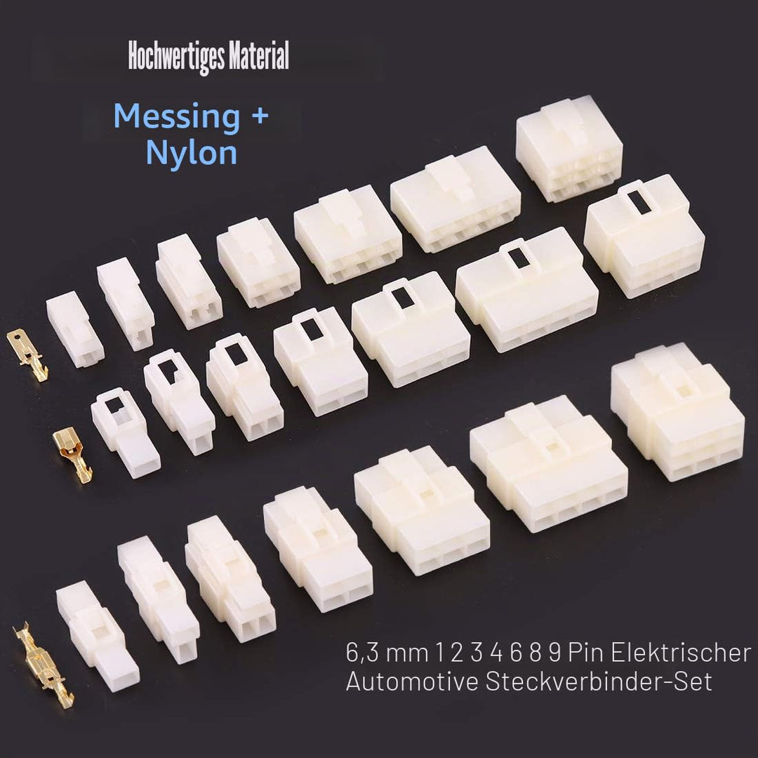 Glarks 400 Stück 6,3 mm 1 2 3 4 6 8 9 Pin Elektroauto-Drahtverbinder männlich weiblich Steckdose Ste
