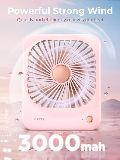 Funme Tischventilator Batterie USB Ventilator 3000 Akku Ultra Leise 20dB Klein Tragbarer Ventilator
