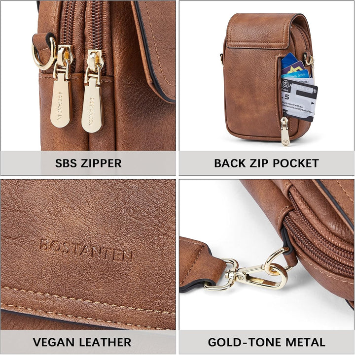 BOSTANTEN Handy Umhängetasche Damen, Handytasche zum Umhängen Leder, Handytasche mit Geldbörse zum U