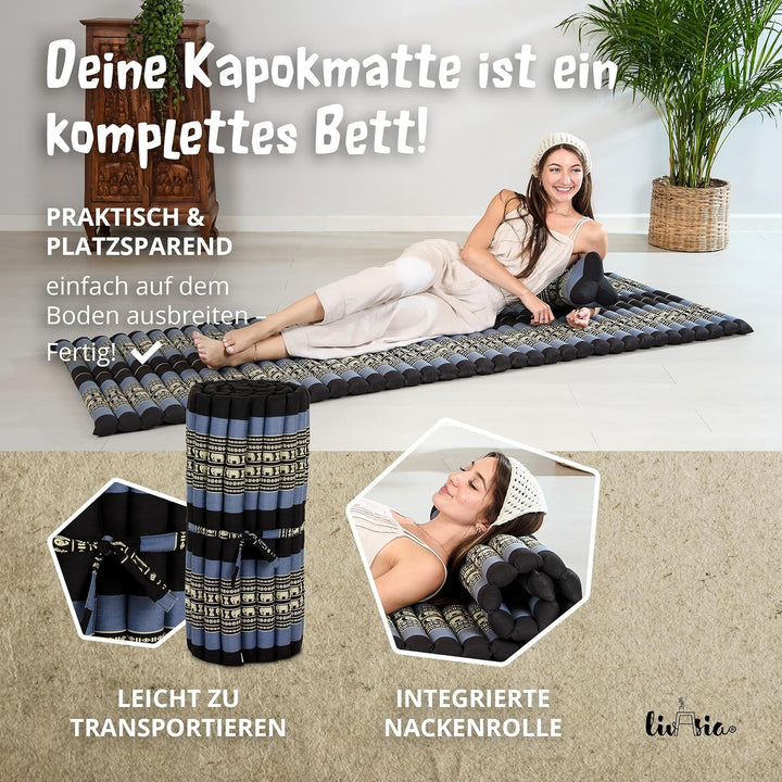 livasia Rollmatte Rollmatratze L-200x110x4,5cm, Gästebett Gästematratze 1 Person, Reisebett Kofferra