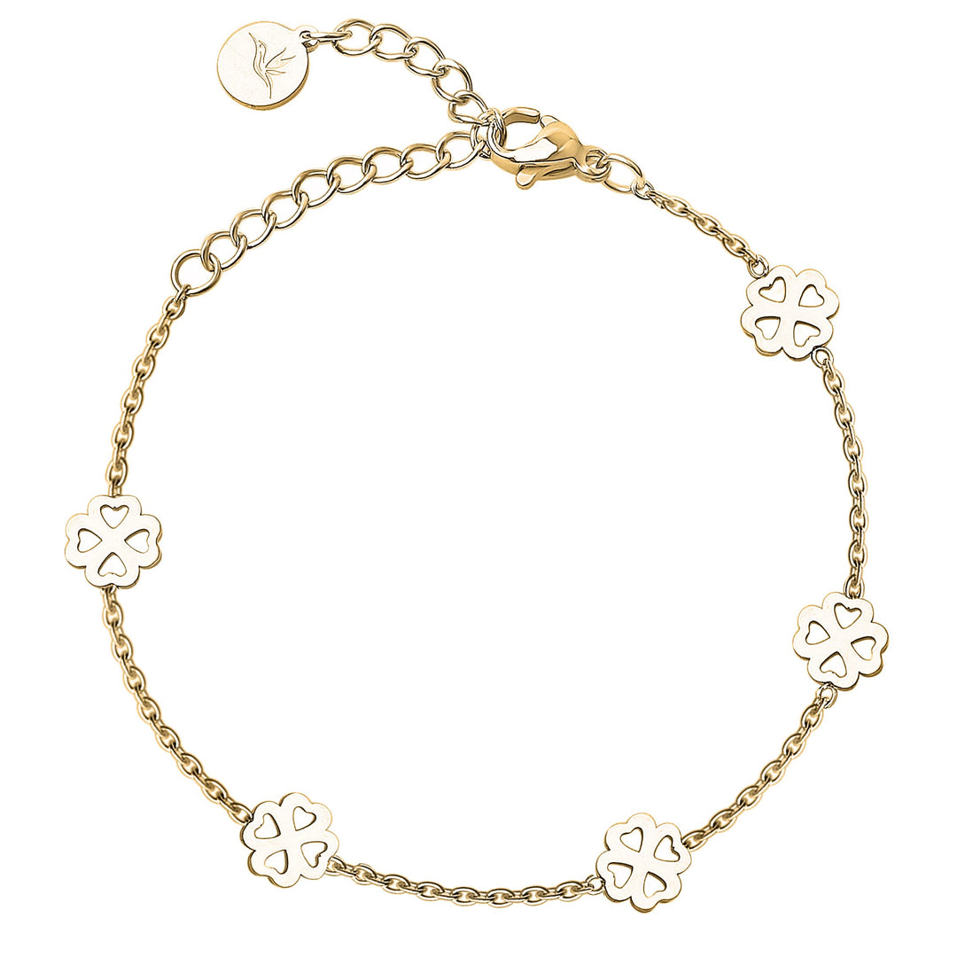 BONNYBIRD® Kleeblatt Armband Glücksbringer Prüfung aus Premium Edelstahl BonnyBliss, 100% Wasserfest