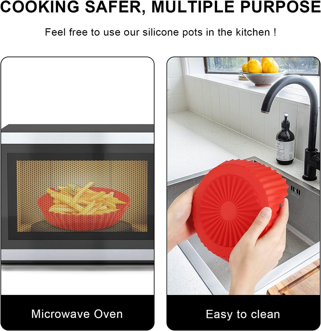 LUTER 2 Stück Heissluftfritteuse Korb, 14,5cm Durchmesser Rund Air Fryer mit Silikon Topf und Einsät