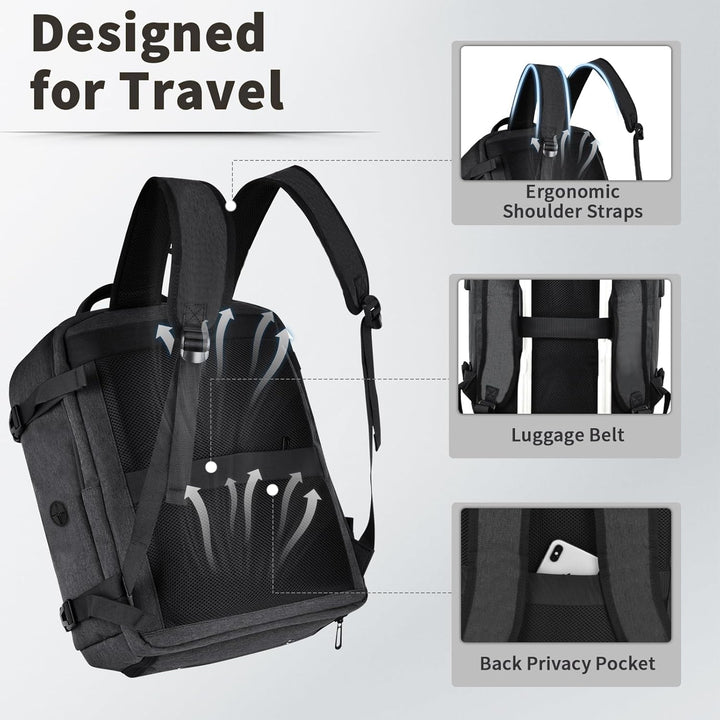 Leyrica Handgepäck Rucksack 45x36x20 für Easyjet, Reiserucksack Tasche Wasserdichter Flugzeug Reiset