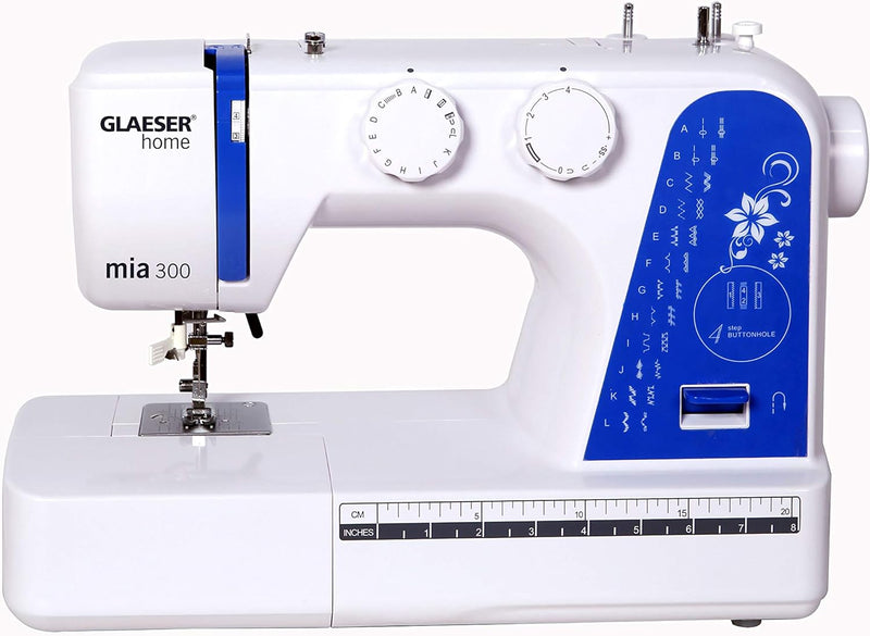 Nähmaschine easy GLAESER® home mia 300 | Anfänger Nähmaschine | Automatischer Einfädler | 24 Stich -