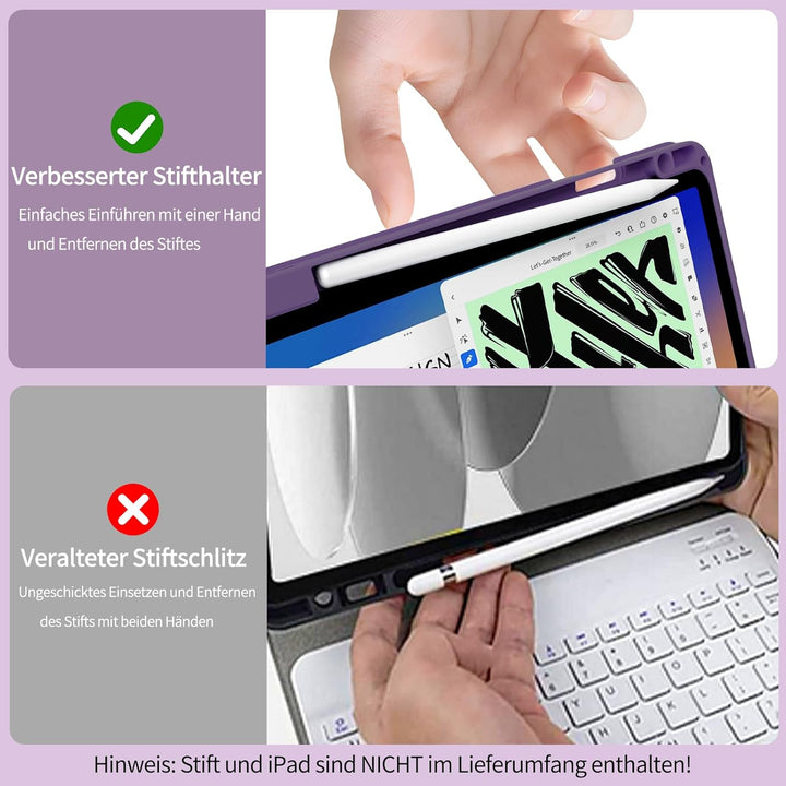 Hülle mit Tastatur für iPad A16 11 Generation 2025/10 Generation 2022(11/10.9 Zoll), Soft TPU Rücksc