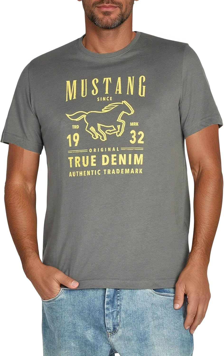 MUSTANG Herren T-Shirt 4er Pack Frontprint O-Neck Rundhalsausschnitt Kurzarm Regular Tee Shirt 100%