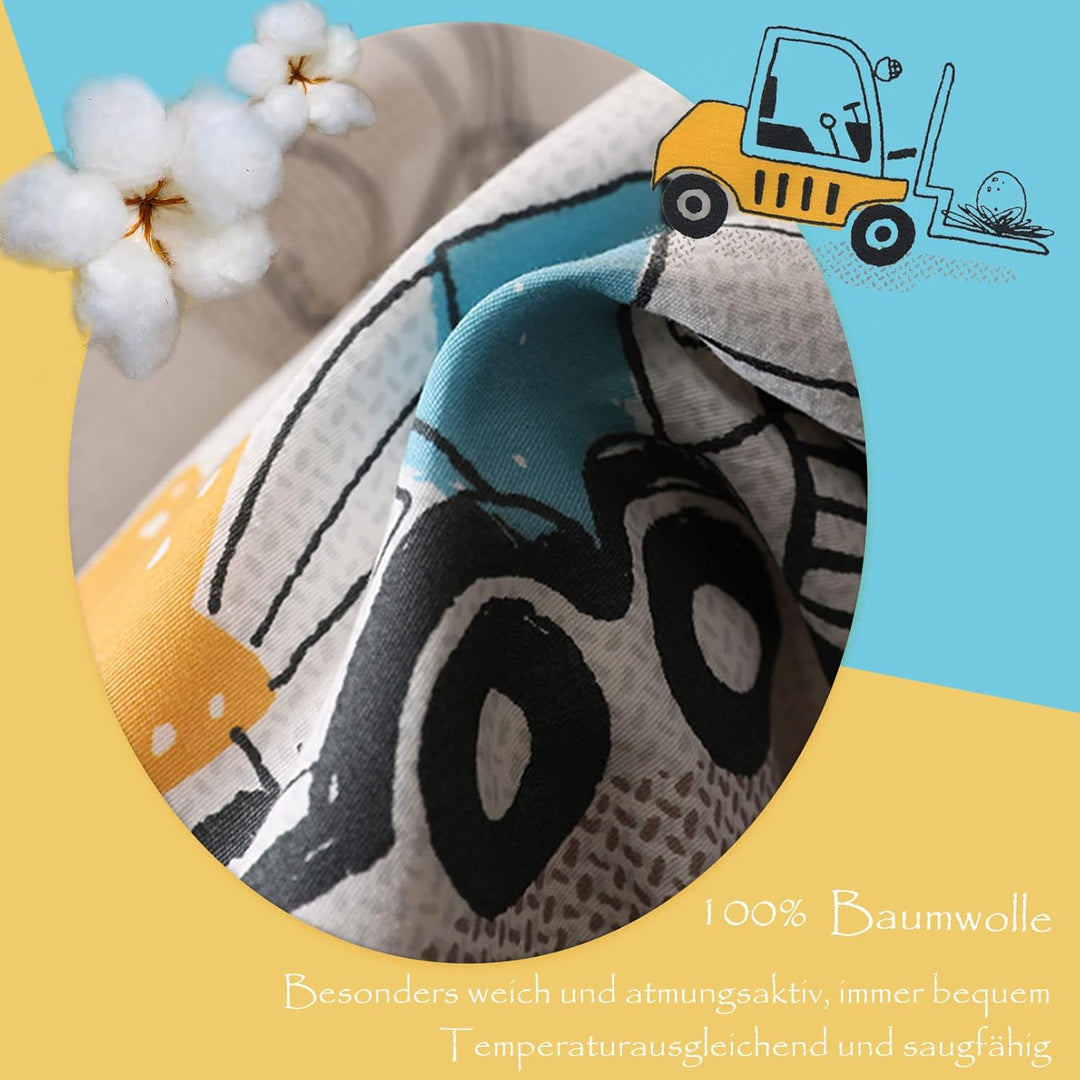 Kinderbettwäsche 100 x 135 Jungen Mädchen 100% Baumwolle Reissverschluss Dinosaurier bunt Babybettwä