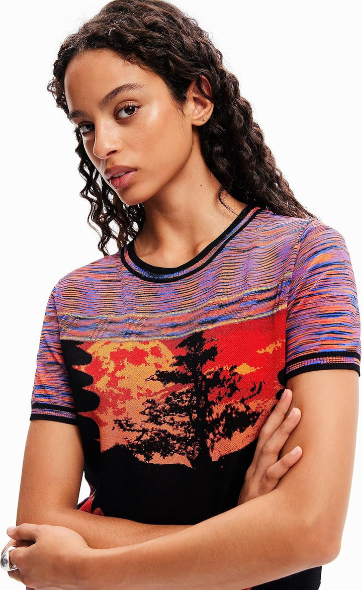 Desigual Damen Ts_alejandría T-Shirt S Orange, S Orange