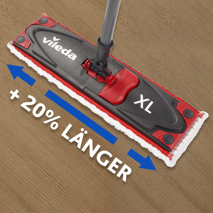 Vileda ULTRAMAX XL Bodenwischer Komplett Set, extra breiter Wischmopp mit Stiel, Mikrofaserbezug und