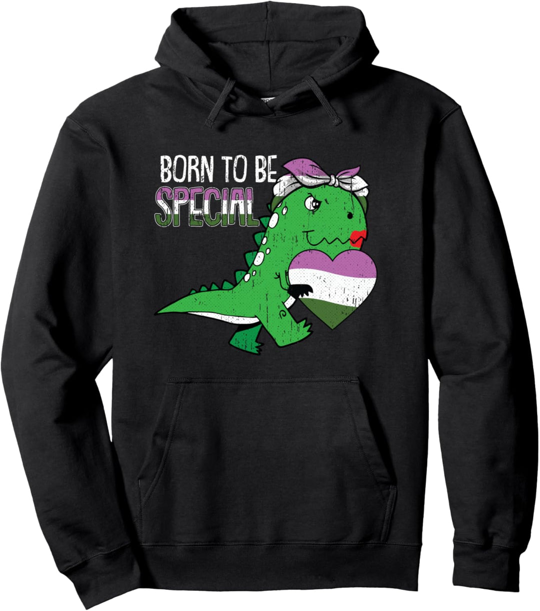 Born To Be Special Gender-queer Pride T-Rex Dino LGBT-Q Ally Pullover Hoodie
