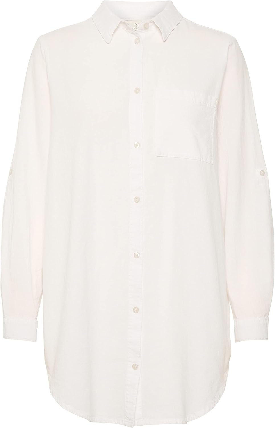 KAFFE Langarm - Hemd KAnaya Damen Hemd Langarm Kragen Lang Casual Hemdbluse 36 Chalk, 36 Chalk