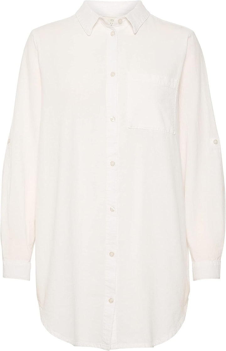 KAFFE Langarm - Hemd KAnaya Damen Hemd Langarm Kragen Lang Casual Hemdbluse 36 Chalk, 36 Chalk