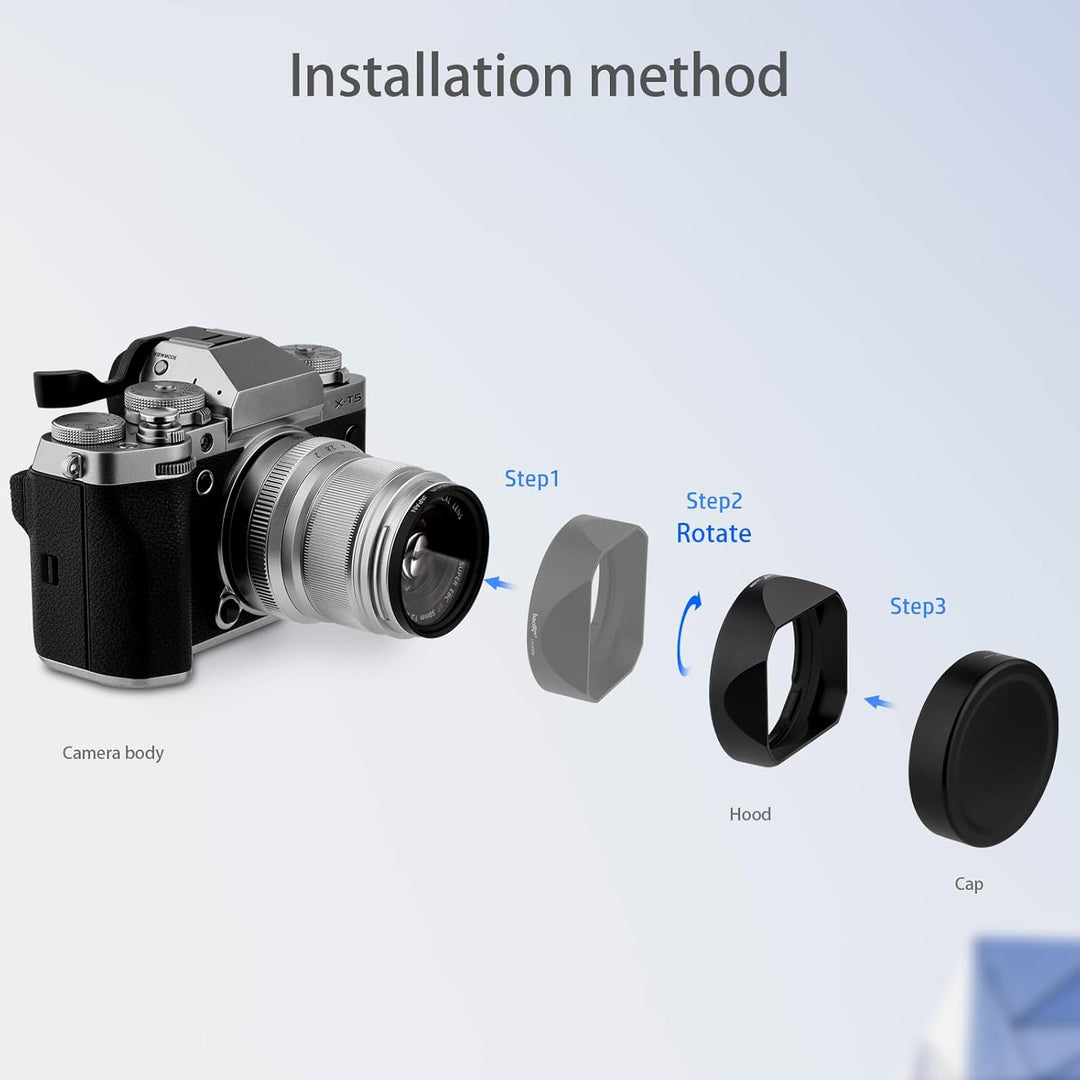 Haoge LH-X50N Bajonett-Gegenlichtblende aus Metall, quadratisch, für Fujifilm xf50 mm f2 Fuji Fujino