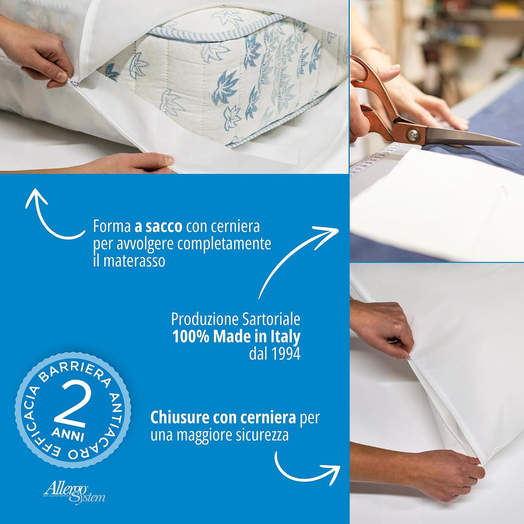 Allergosystem Bettwäsche aus Polyester mit Reissverschluss für Wiege, Babybett 70x140x10 cm und 40x6