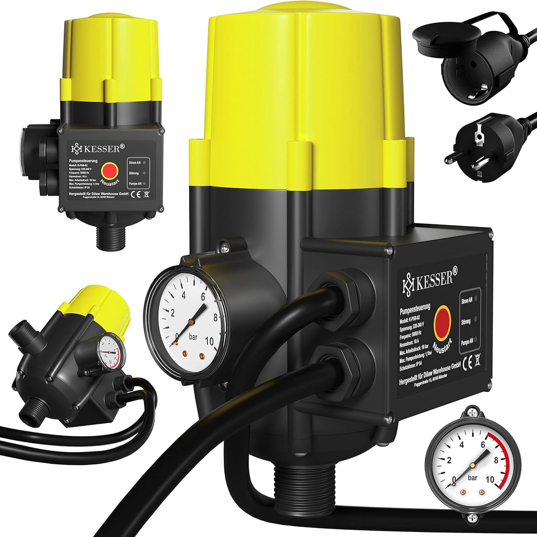KESSER® Pumpensteuerung mit Baranzeige | mit Kabel | 10 bar Druckwächter Elektronische Pumpensteueru