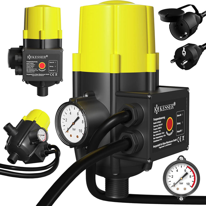 KESSER® Pumpensteuerung mit Baranzeige | mit Kabel | 10 bar Druckwächter Elektronische Pumpensteueru