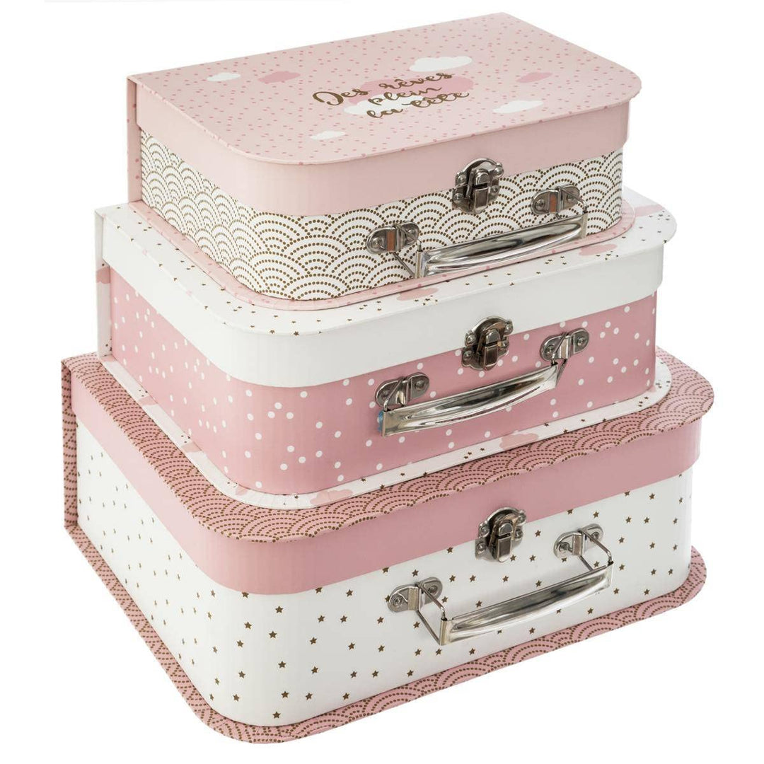 Set aus 3 Kinderkoffern Douceur - Rosa - Atmosphera créateur d'intérieur cm Rosa, cm Rosa