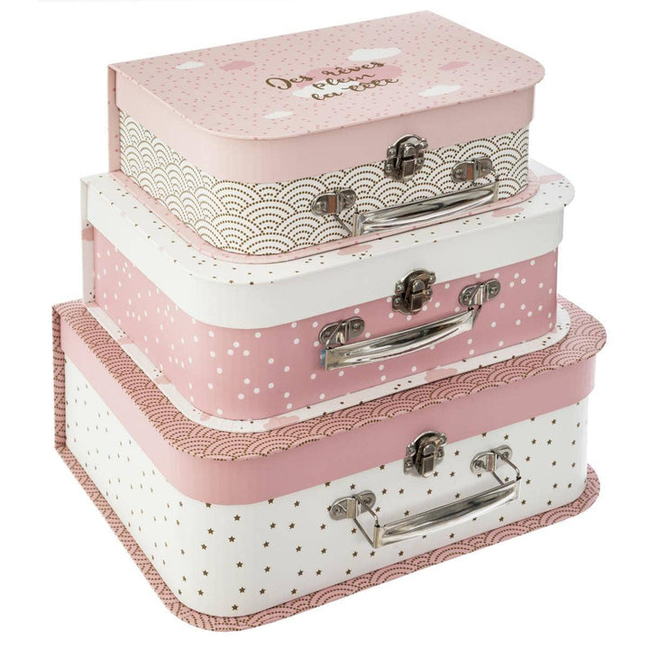 Set aus 3 Kinderkoffern Douceur - Rosa - Atmosphera créateur d'intérieur cm Rosa, cm Rosa