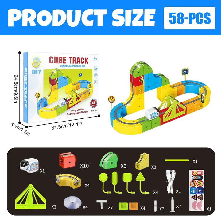 58PCS Clickrail Electric Train Set Flexible Race Track,Eisenbahn Elektrisch Cube Track Mit Magnetisc