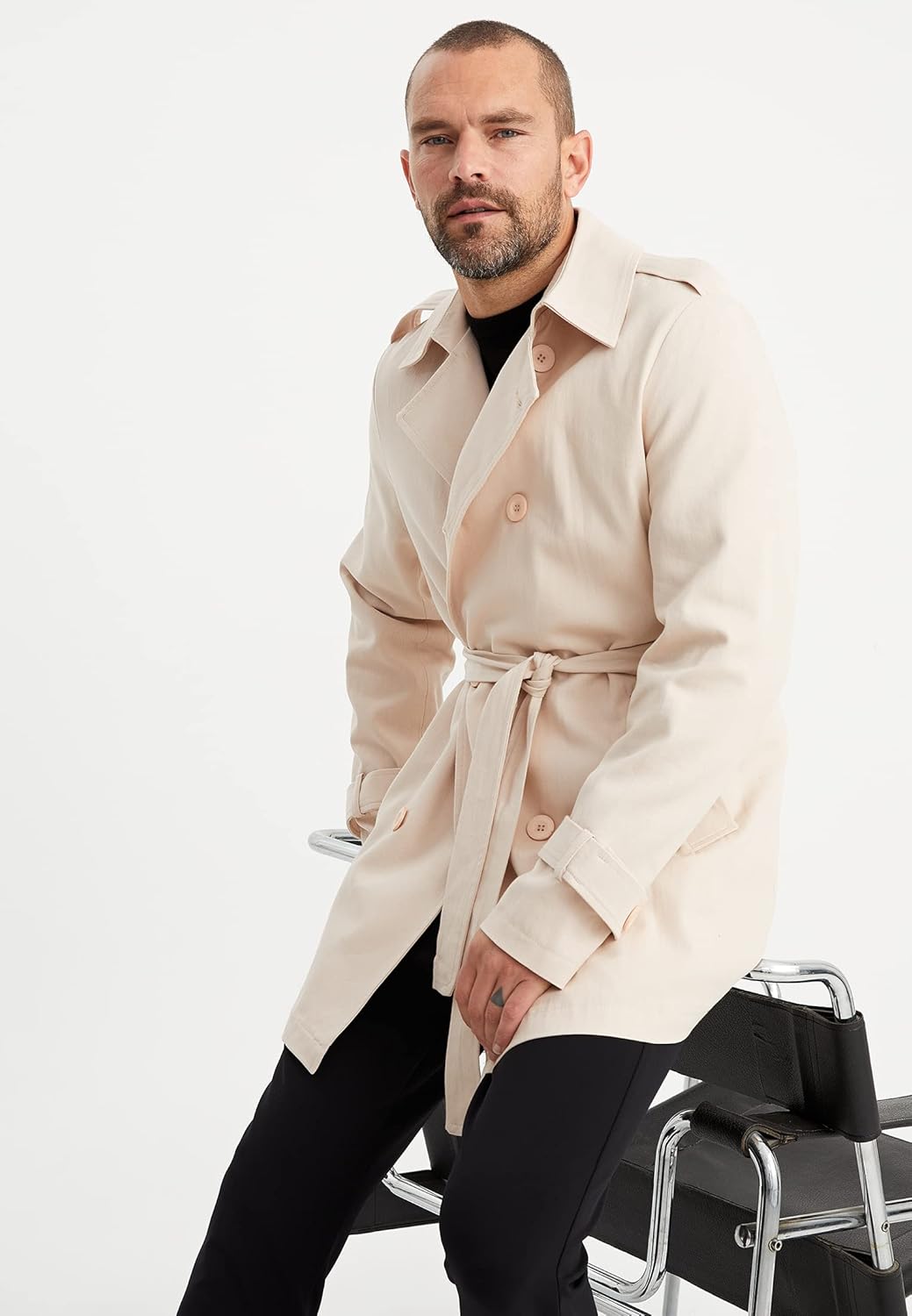 Leif Nelson Trenchcoat Herren kurze Jacke Kurzmantel Halbmantel Business Übergangsjacke Männer Lange